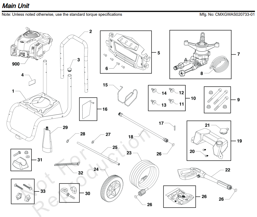 Craftsman Pressure Washer CMXGWAS020733 REV 01 Parts